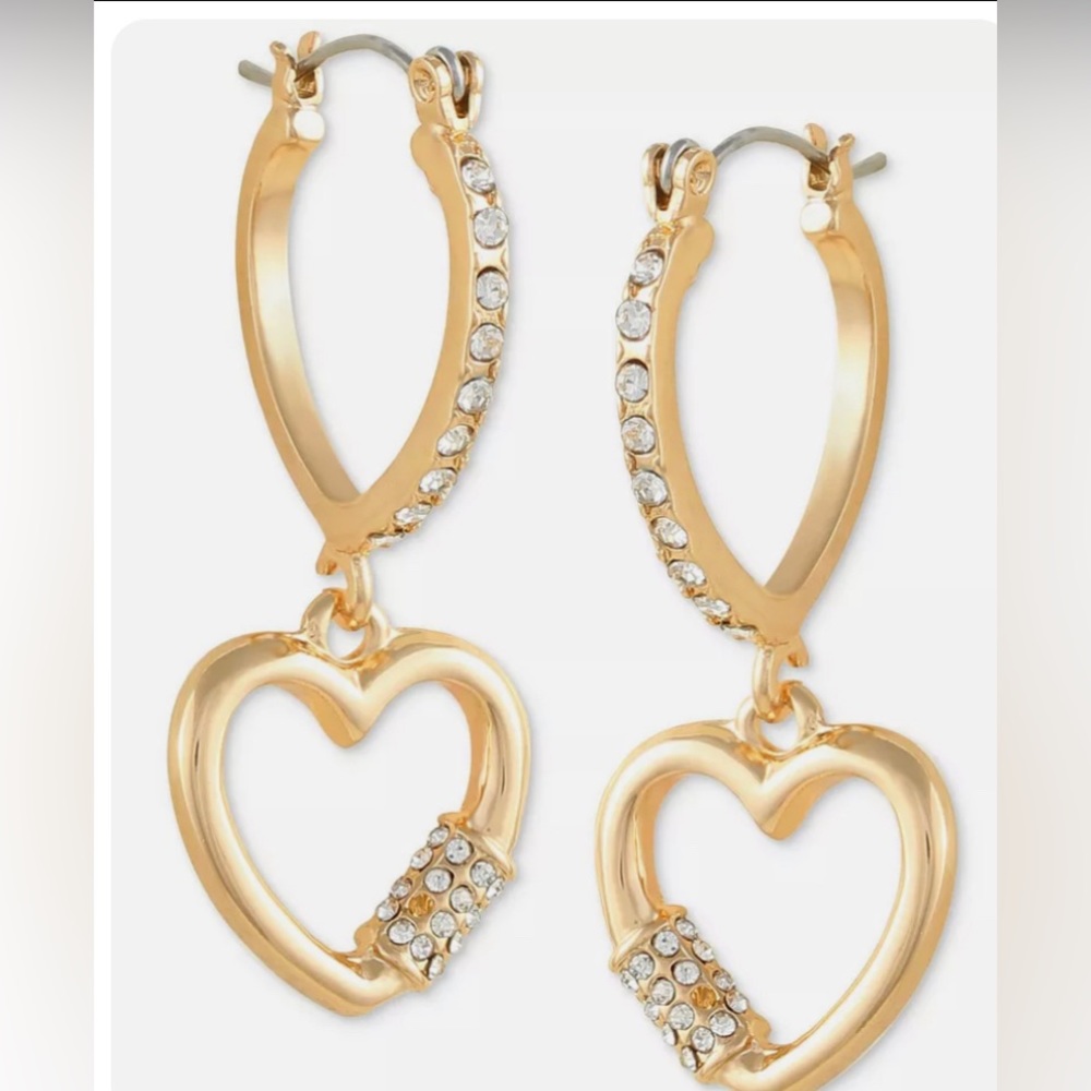 COPY - GUESS Heart Lock Charm Hoop Earrings